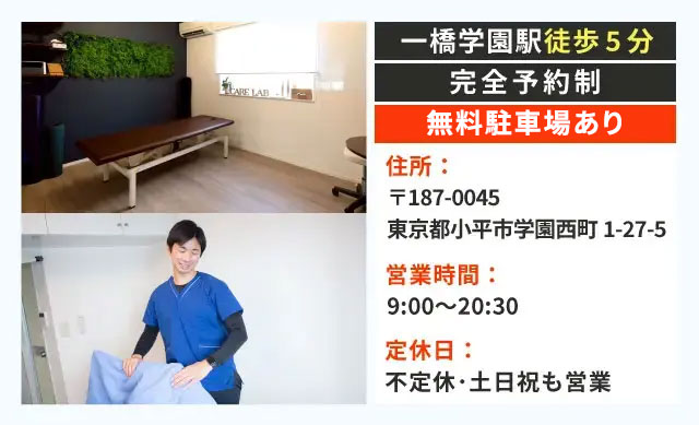 一橋学園駅より徒歩5分・夜20時30分まで営業